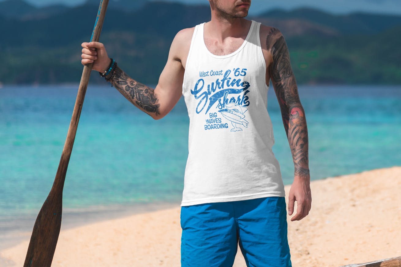度假系列-热带风情风格服装胸前印花设计展示样机大洋岛精选v5 T-Shirt Mockup Vacation Edition Vol. 5插图7