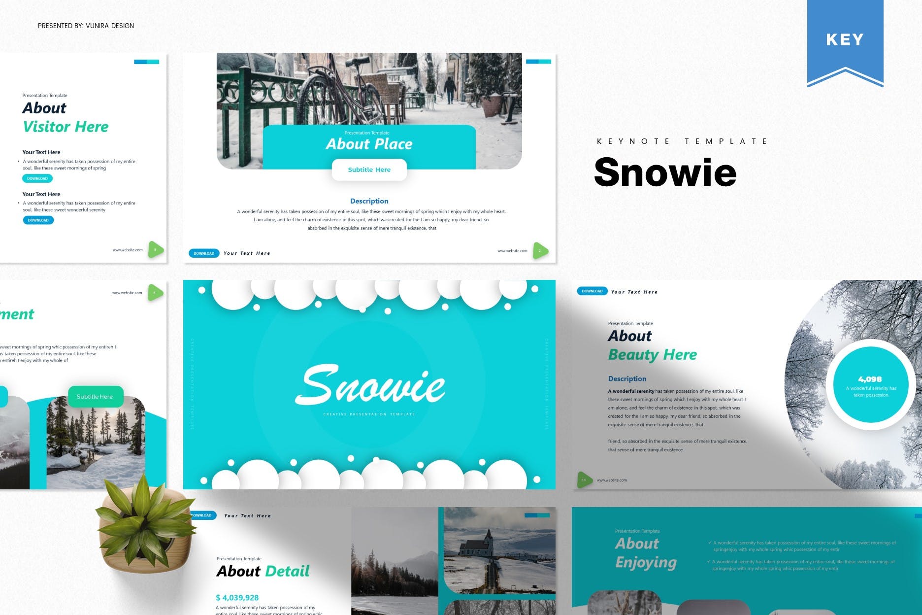 冬季元素版式第一素材精选Keynote模板 Snowie | Keynote Template插图