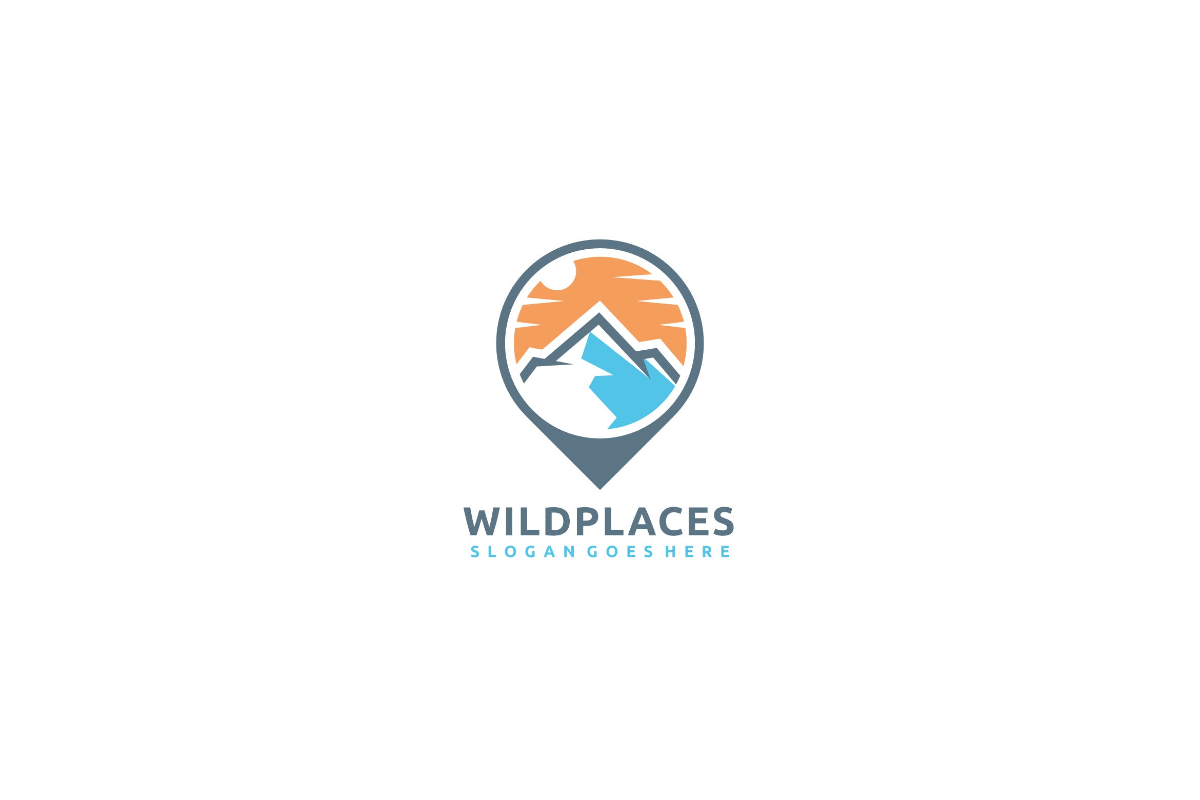 日落西山山脉图形Logo设计第一素材精选模板v2 Wild Places Logo插图