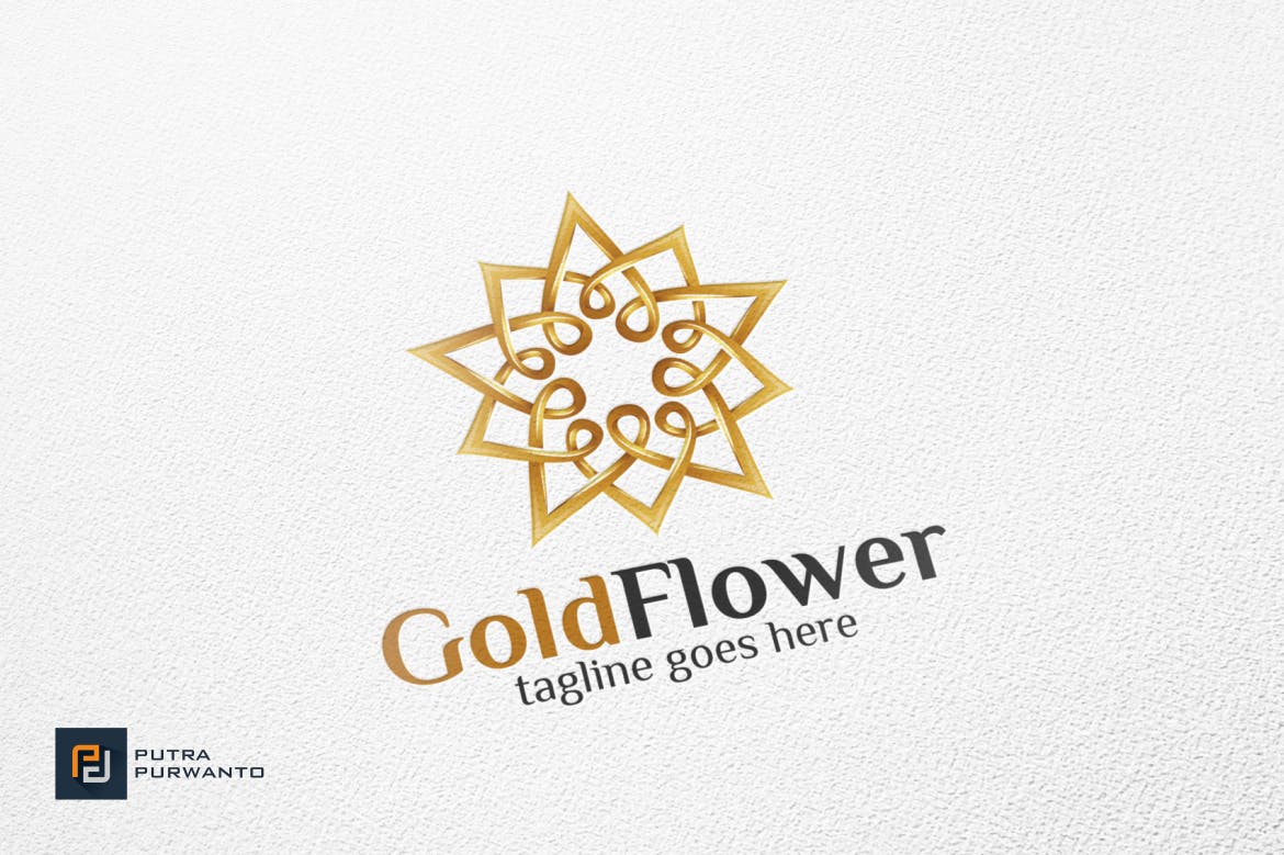 金色花卉几何图形/曼陀罗风格Logo设计蚂蚁素材精选模板 Gold Flower / Mandala – Logo Template插图(1)