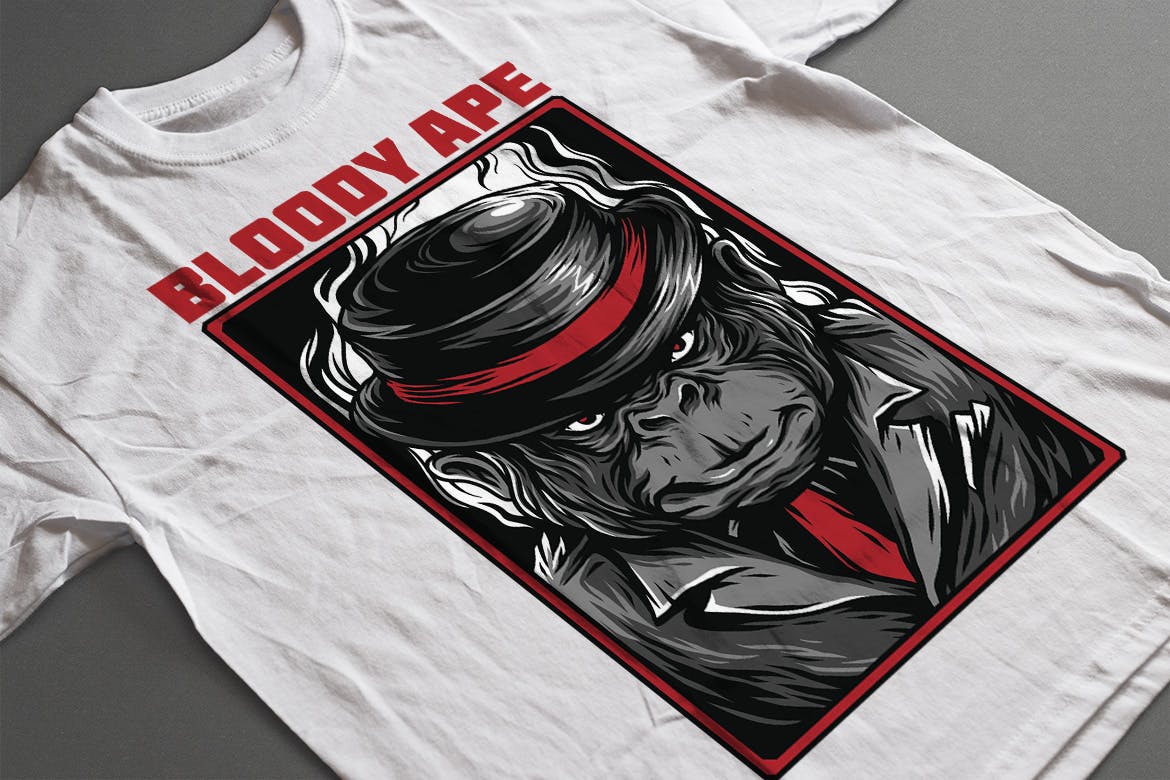 血猿潮牌T恤印花图案大洋岛精选设计素材 Bloody Ape插图2