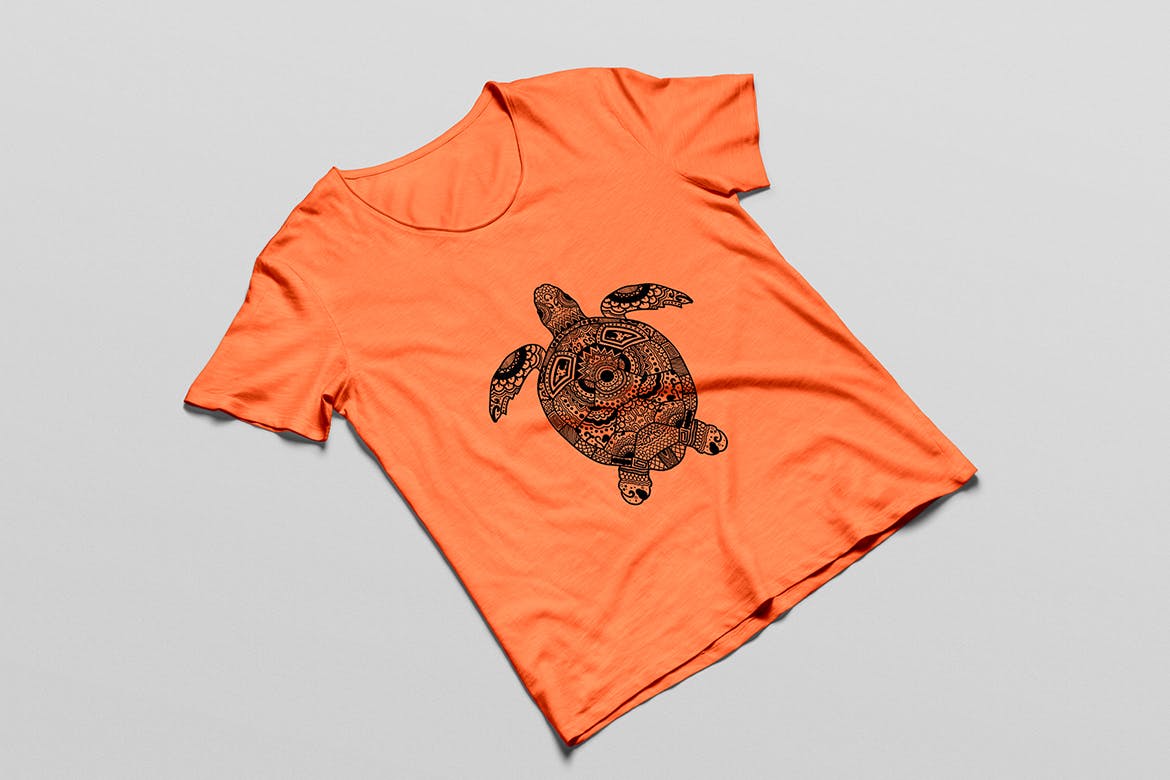 乌龟-曼陀罗花手绘T恤设计矢量插画蚂蚁素材精选素材 Turtle Mandala T-shirt Design Vector Illustration插图(4)