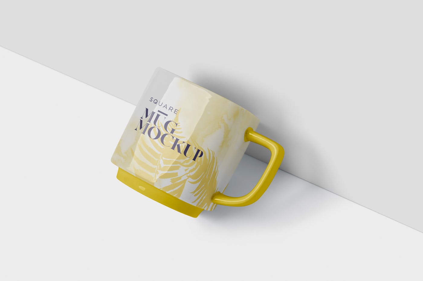 方形马克杯图案设计第一素材精选模板 Mug Mockup – Square Shaped插图(2)
