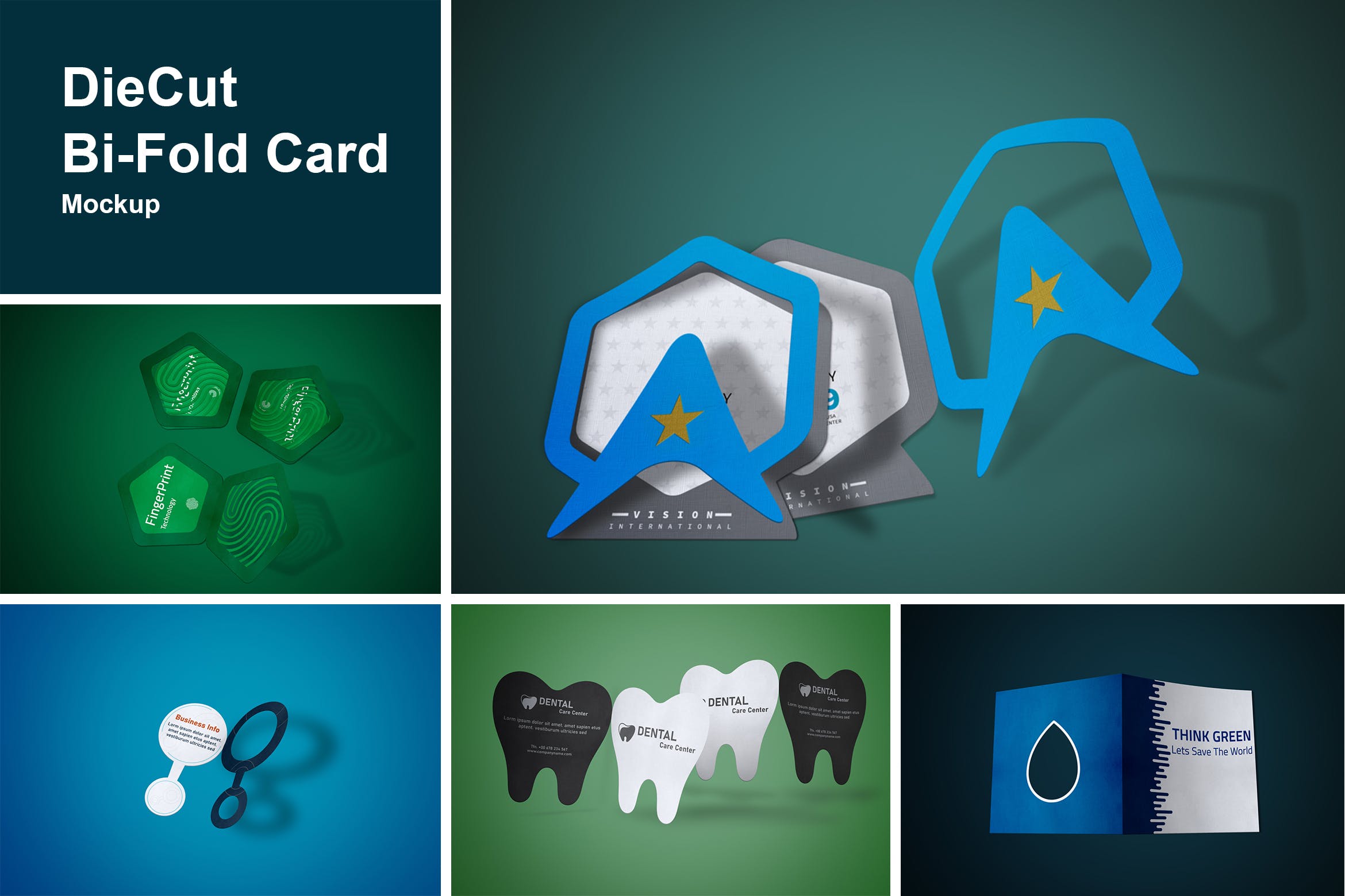 DieCut裁切工艺折叠卡片设计图第一素材精选 DieCut Bi-Fold Card Mockup插图