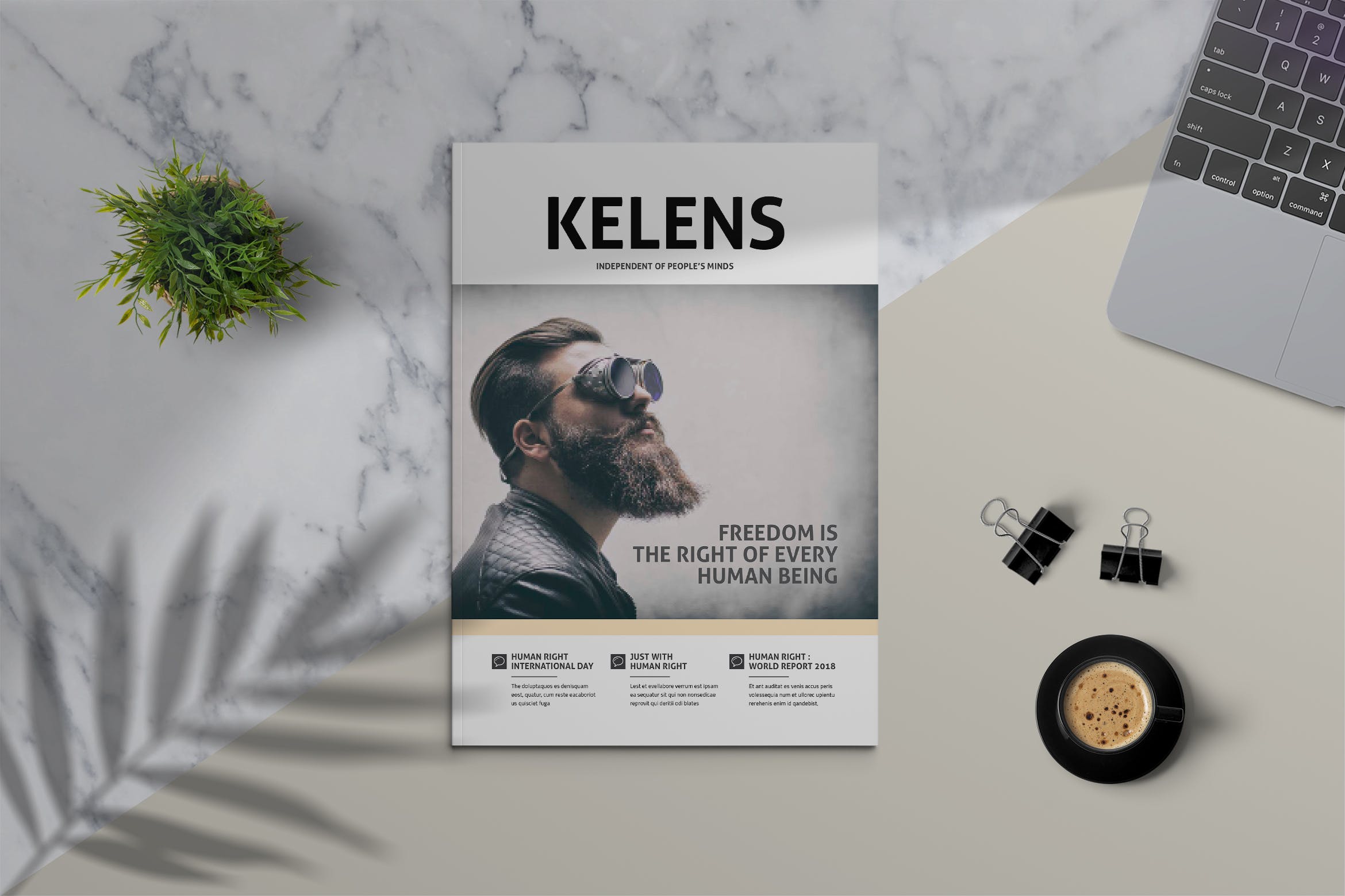 北欧简约风格第一素材精选杂志设计模板 KELENS – Clean Magazine Template插图