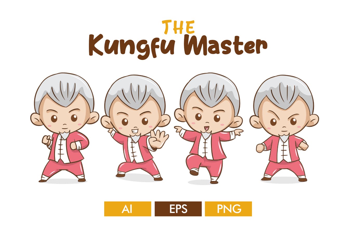 卡通形象功夫大师矢量第一素材精选设计素材 The Kungfu Master插图
