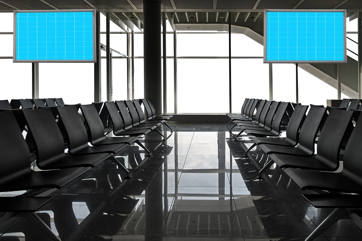 机场航站楼电视屏幕广告设计效果图样机第一素材精选v01 Airport_Terminal-01插图(1)