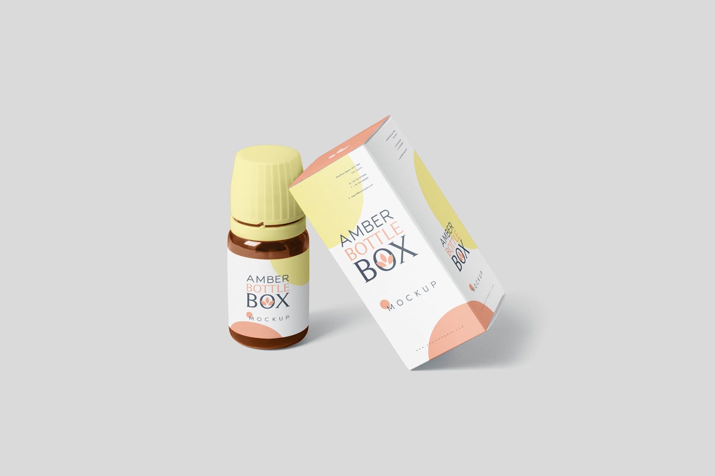 药物瓶&包装纸盒设计图第一素材精选模板 Amber Bottle Box Mockup Set插图(4)