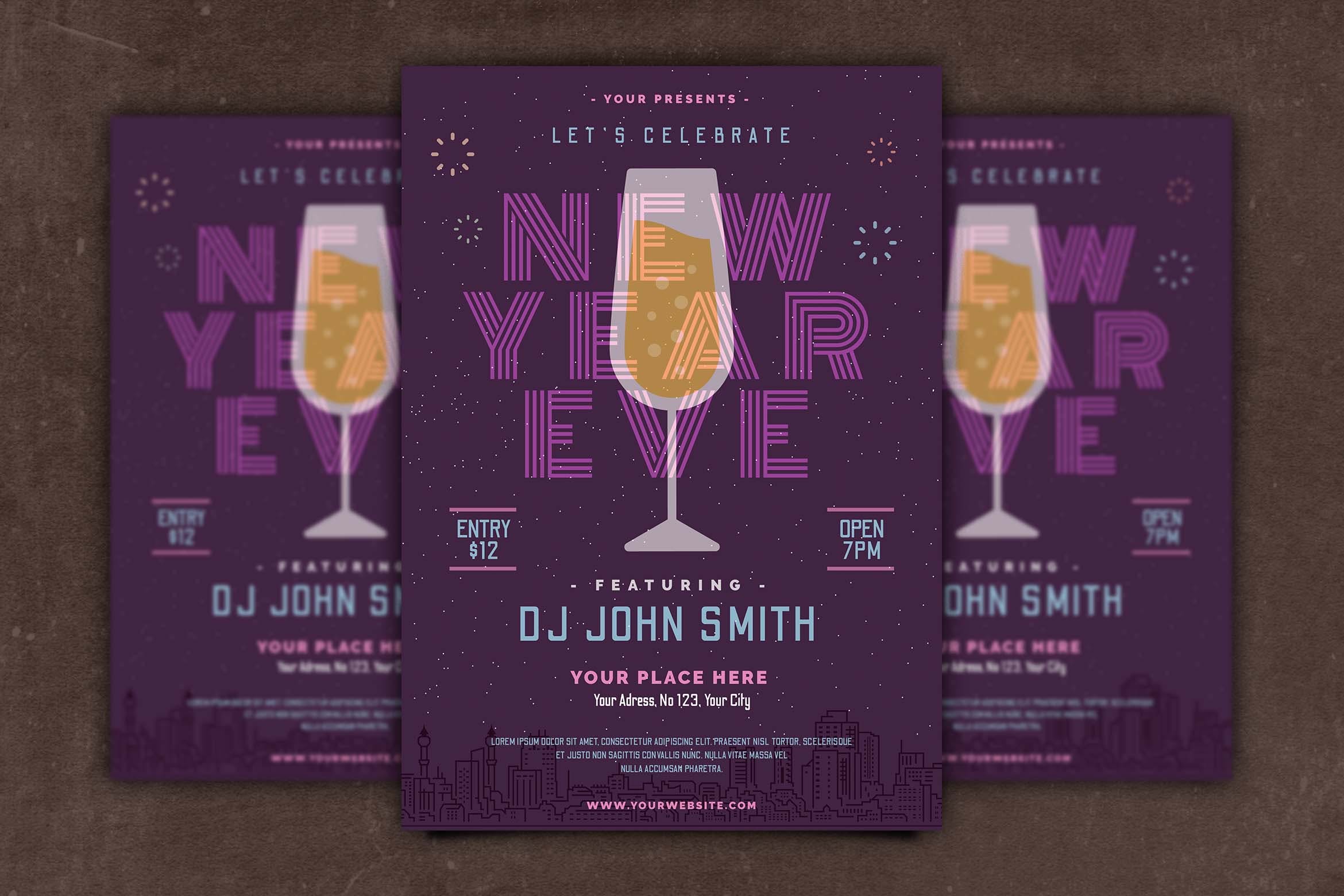 新年祝酒会活动宣传单模板v2 New Year Flyer插图