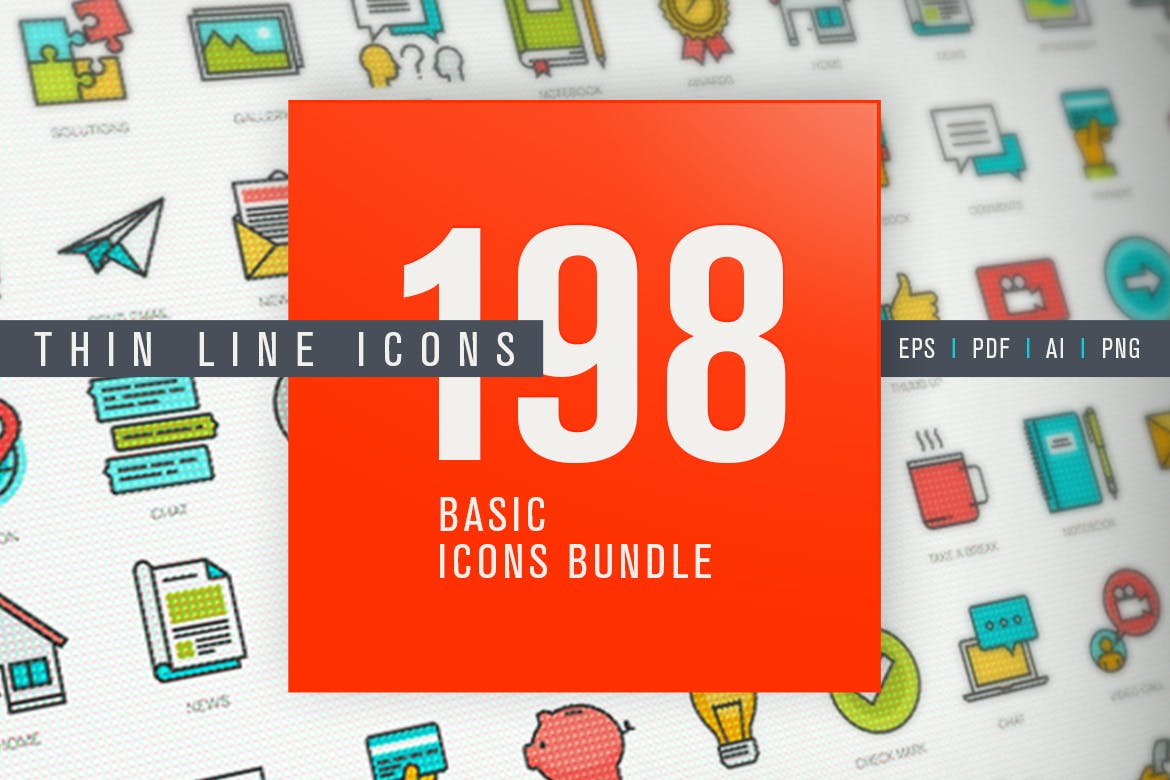 网站和应用程序设计矢量线性第一素材精选图标素材包 Set of Thin Line Basic Icons Bundle插图