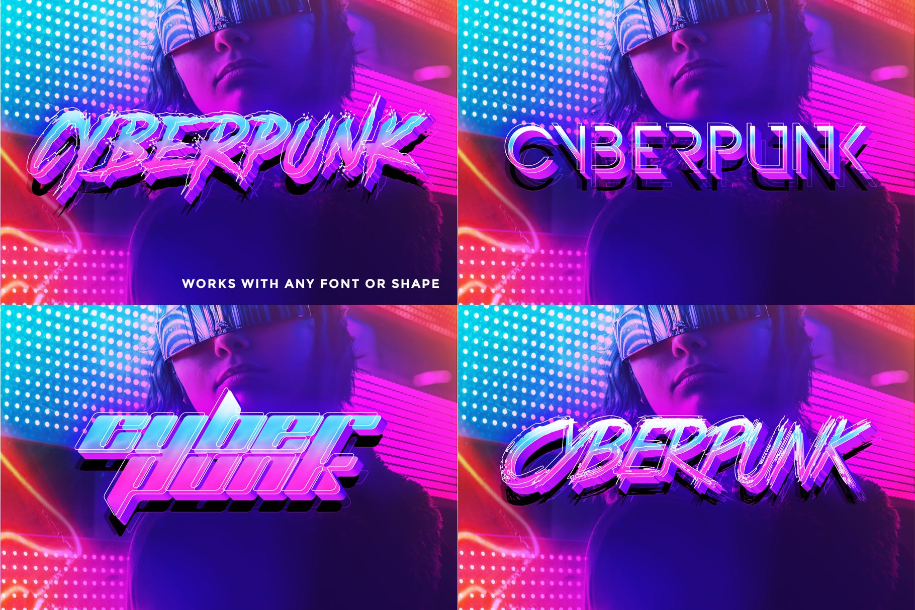 80年代网络朋克设计风格海报标题字体特效PSD模板 Cyberpunk 80s Text Effects插图(12)