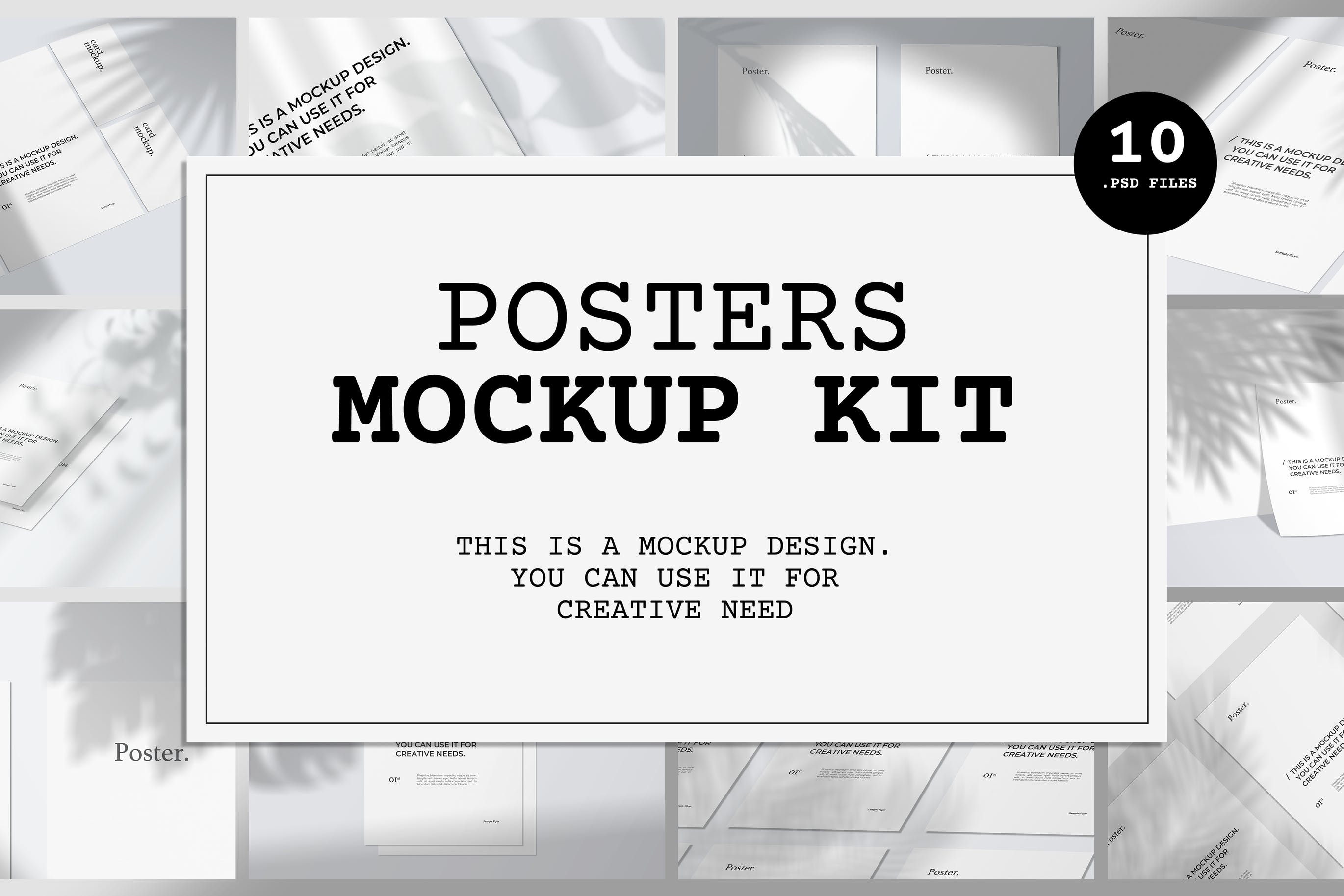 10个不同视角植物阴影背景海报设计效果图样机大洋岛精选 Poster Mockup Kit插图