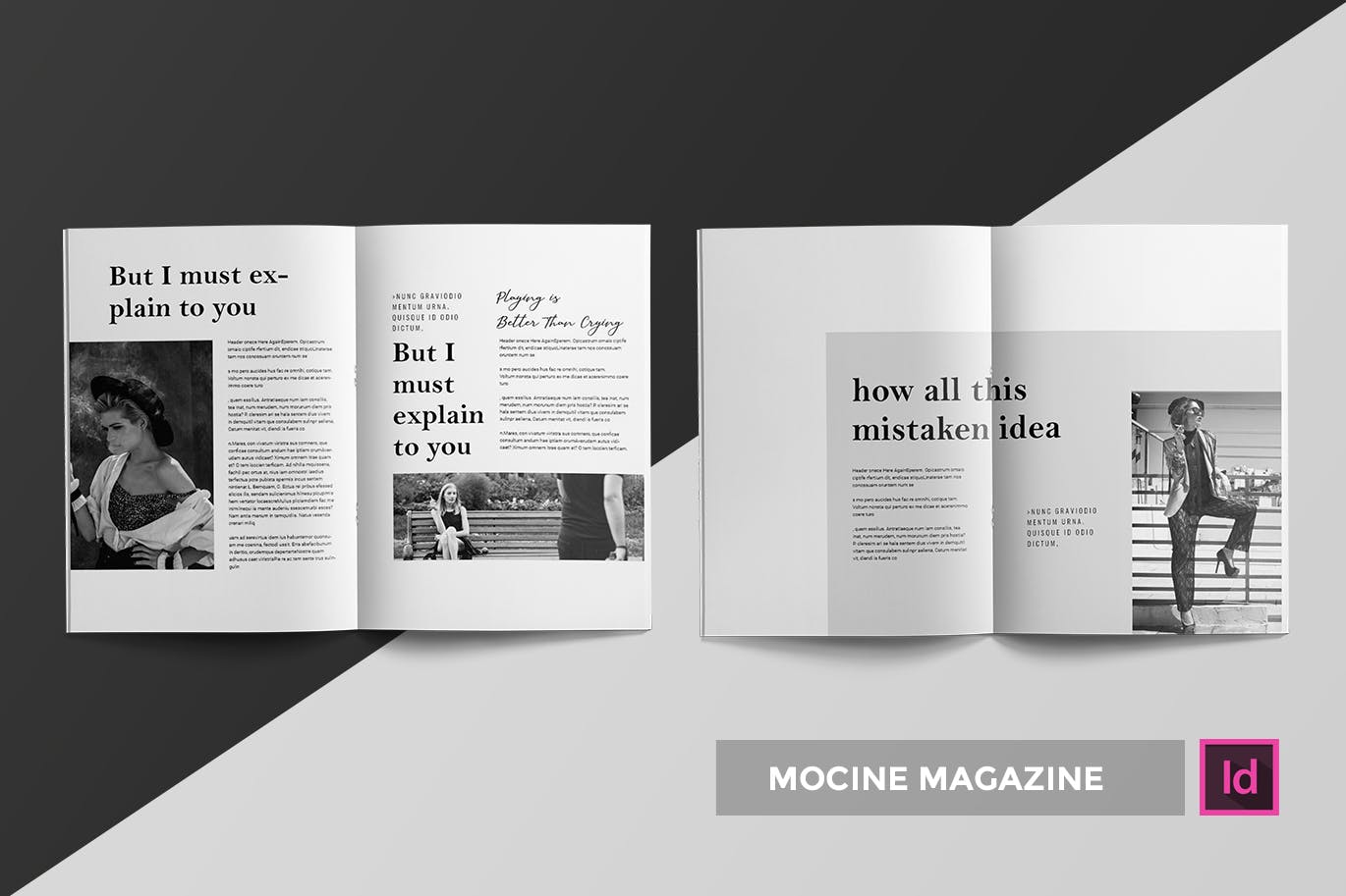 高端人物/摄影/时尚主题蚂蚁素材精选杂志版式排版设计INDD模板 Mocine | Magazine Template插图(1)