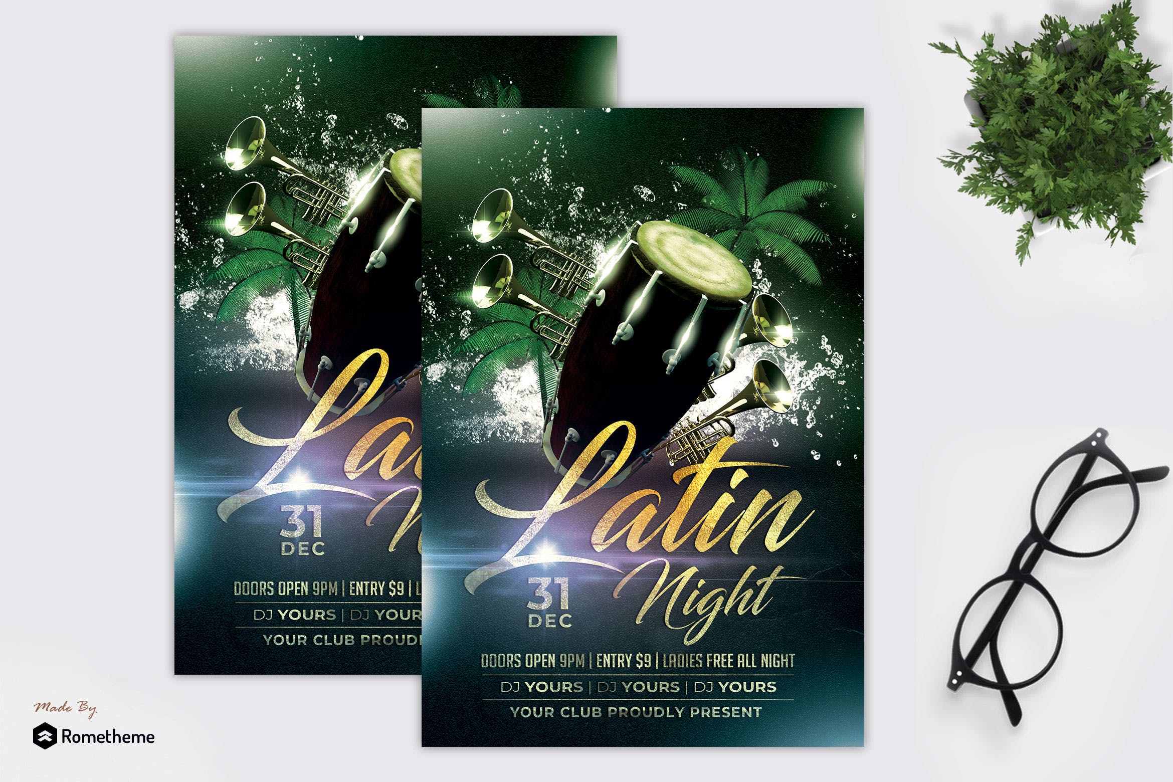 拉丁舞会主题活动传单设计模板 Latin Night – Flyer MR插图