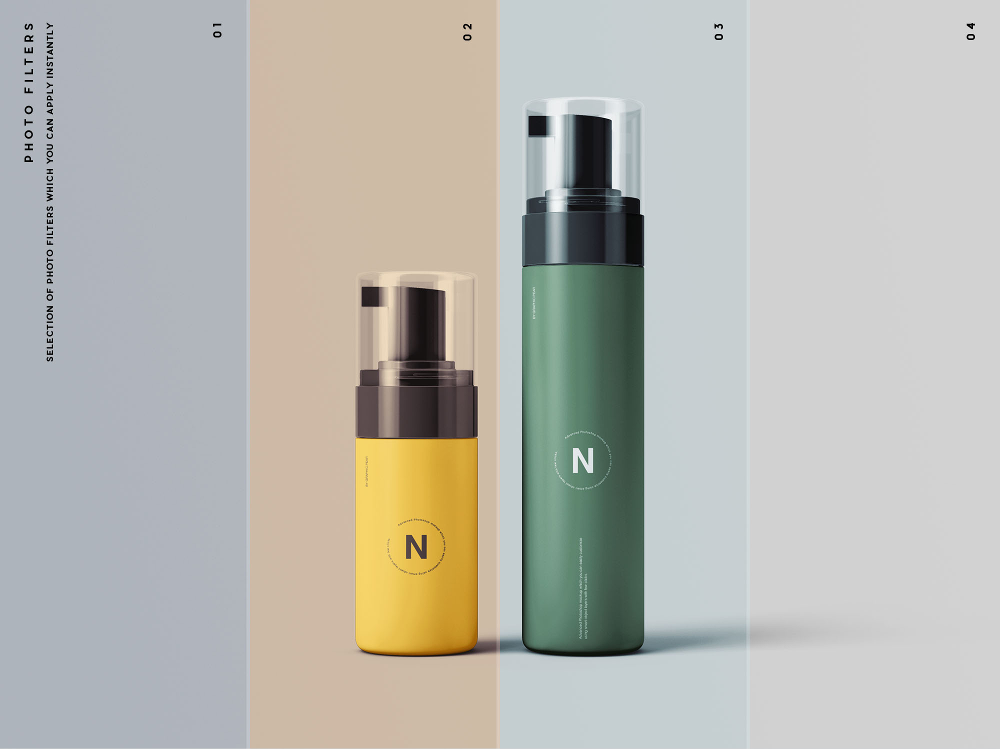 按压式化妆品护肤品瓶外观设计第一素材精选模板 Cosmetic Bottles Packaging Mockup插图(10)