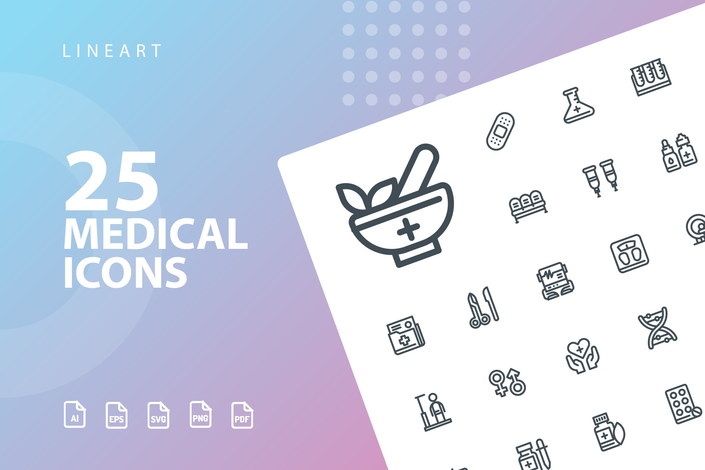 25枚医疗药物主题矢量线性第一素材精选图标v1 Medical Lineart Icons插图