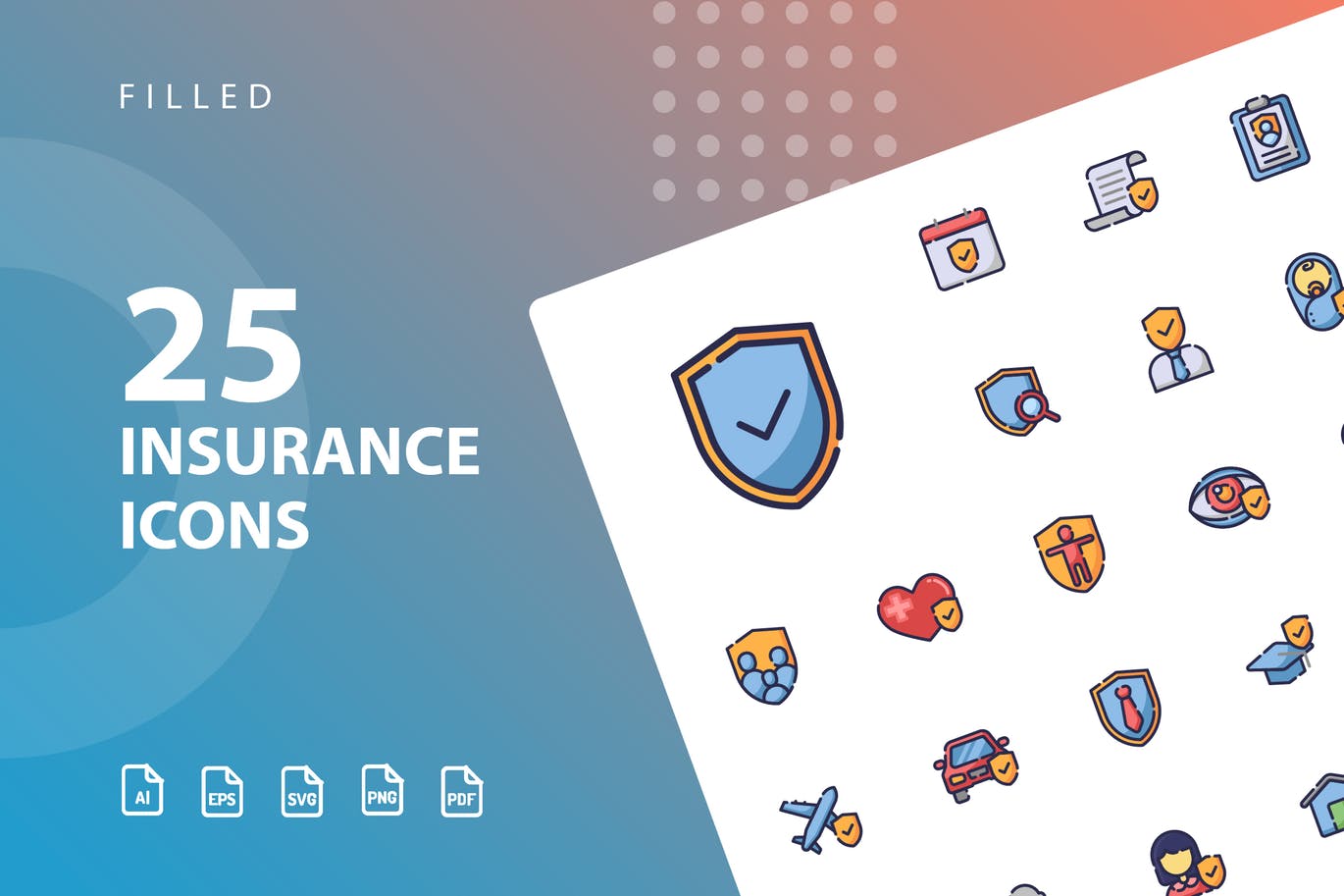 25枚保险行业填充第一素材精选图标设计素材 Insurance Filled插图