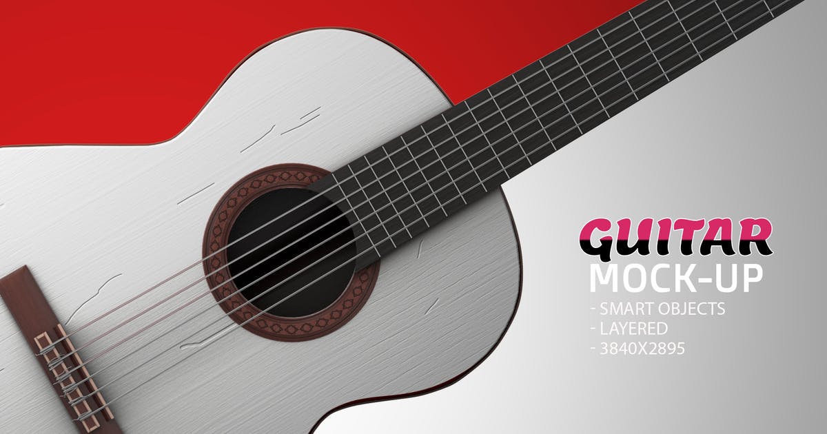 吉他产品外观设计效果图蚂蚁素材精选模板v5 Guitar Face PSD Mock-up插图