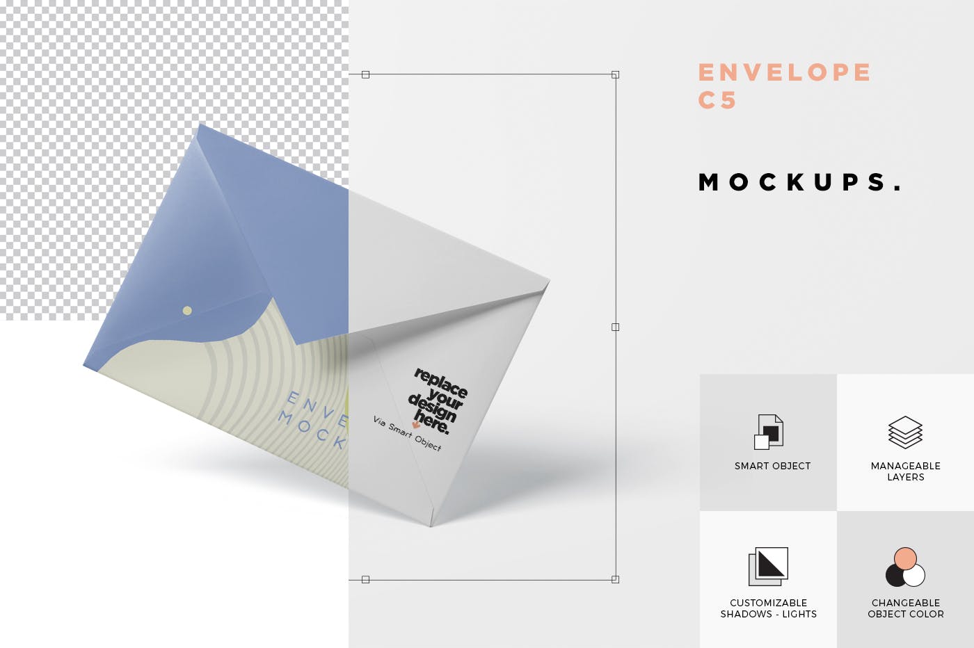 高端企业信封外观设计图第一素材精选模板 Envelope C5 – C6 Mock-Up Set插图(6)