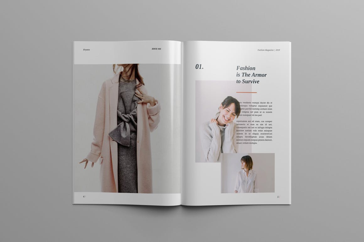 时尚主义北欧风格大洋岛精选杂志设计模板 KRYANA – Fashion Magazine插图2