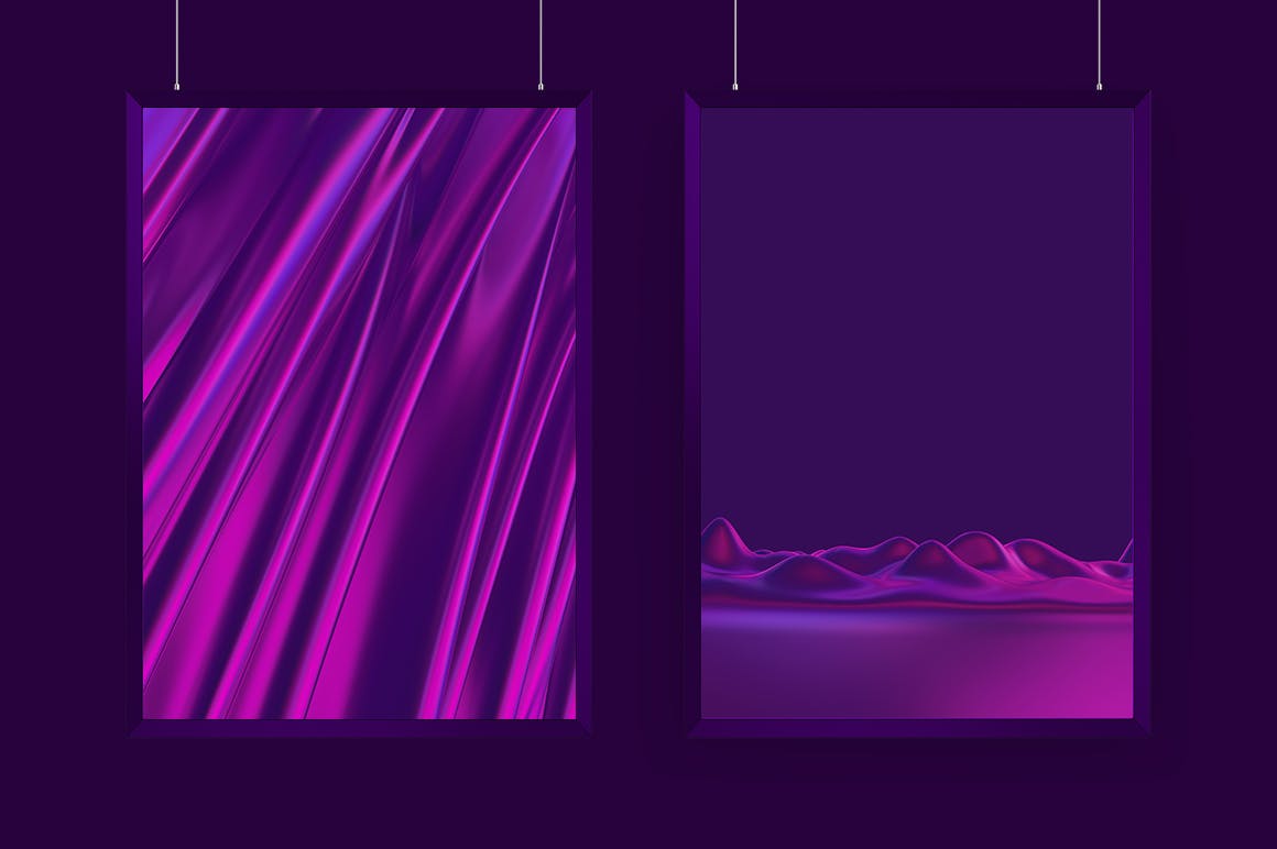 3D绘制粉紫色抽象波纹背景图素材 Abstract 3D Rendering of Waves –  Pink And Purple插图(3)