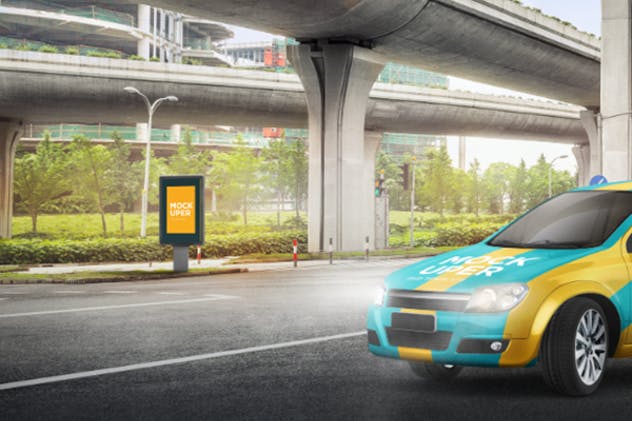 小货车＆汽车车身广告设计效果图样机蚂蚁素材精选模板 Van & Car Mock-Ups (2 PSD)插图(2)
