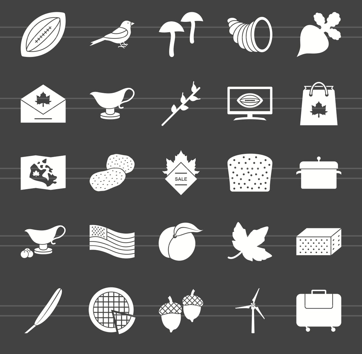 50枚感恩节主题反转色矢量字体蚂蚁素材精选图标 50 Thanksgiving Glyph Inverted Icons插图(2)