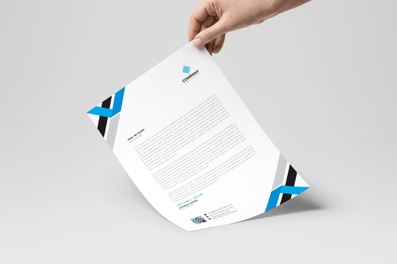 三色搭配企业信纸排版设计模板 Letterhead插图(1)