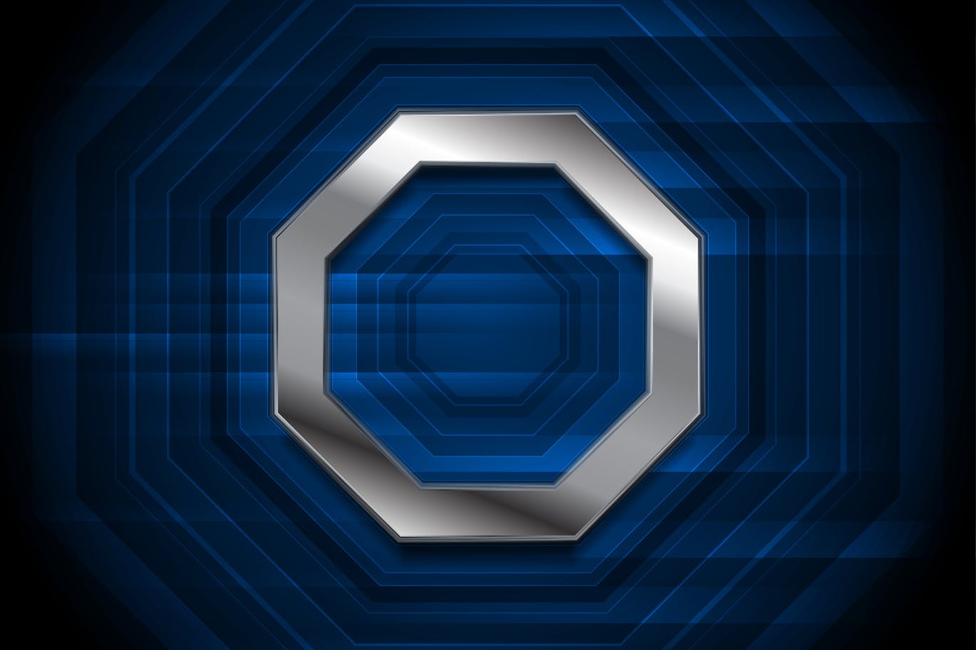 金属八角形蓝色技术高清第一素材精选背景素材 Blue technology background with metallic octagon插图