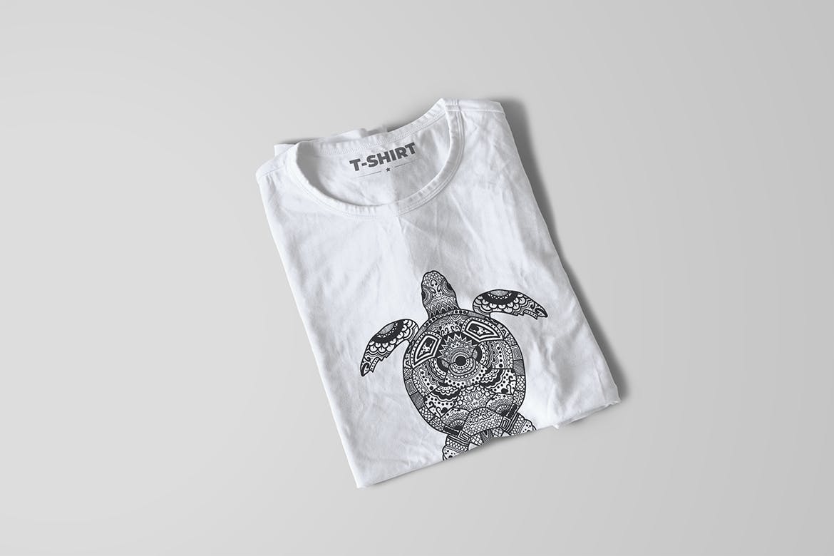乌龟-曼陀罗花手绘T恤设计矢量插画蚂蚁素材精选素材 Turtle Mandala T-shirt Design Vector Illustration插图(6)
