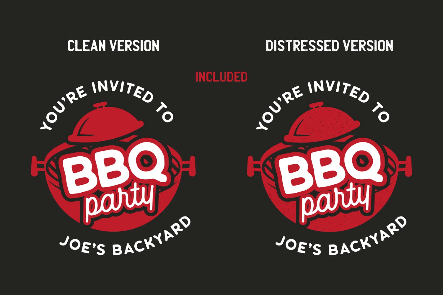BBQ烧烤店品牌Logo&T恤印花图案设计模板 BBQ Party Logo Design TShirt. Retro Vector SVG插图5