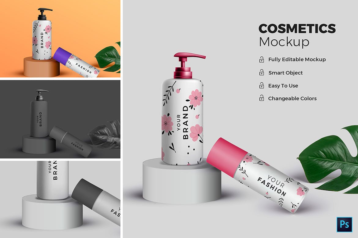 高端化妆品包装外观设计效果图第一素材精选 Cosmetic Mockup插图(1)