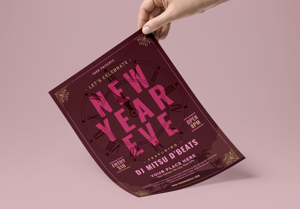 新年祝酒会活动宣传单模板v3 New Year Flyer插图(1)