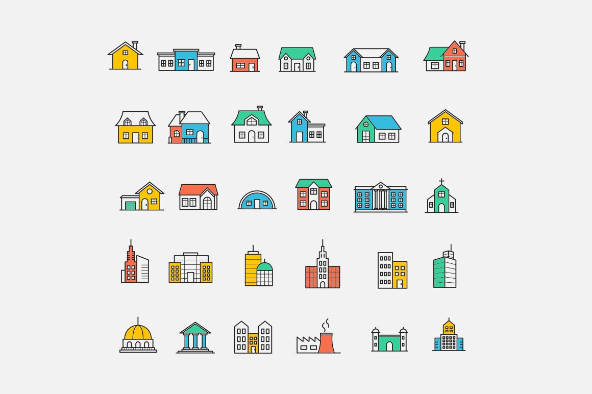 20枚房子&建筑主题矢量线性蚂蚁素材精选图标 20 House & Building Icons插图(1)
