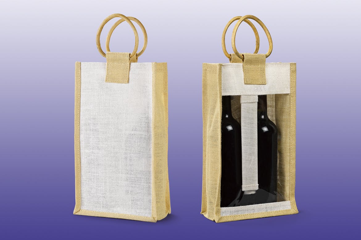 便携式洋酒葡萄酒礼品袋设计图蚂蚁素材精选 Wine_Bag_Gift-Mockup插图(2)