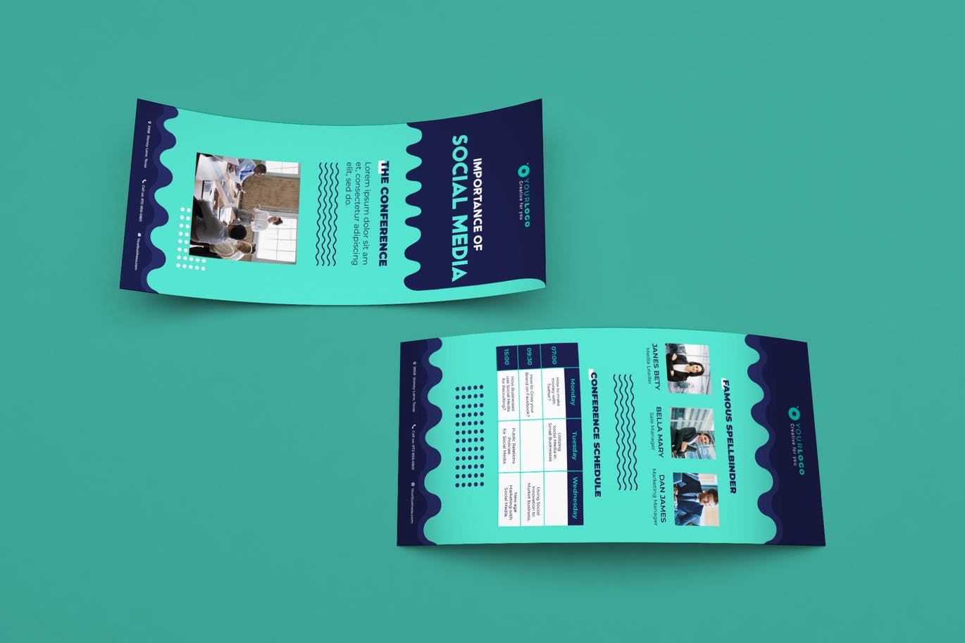 会议/演讲/讲座等活动商业广告卡设计模板 Event Conference DL Rackcard Illustrator Template插图