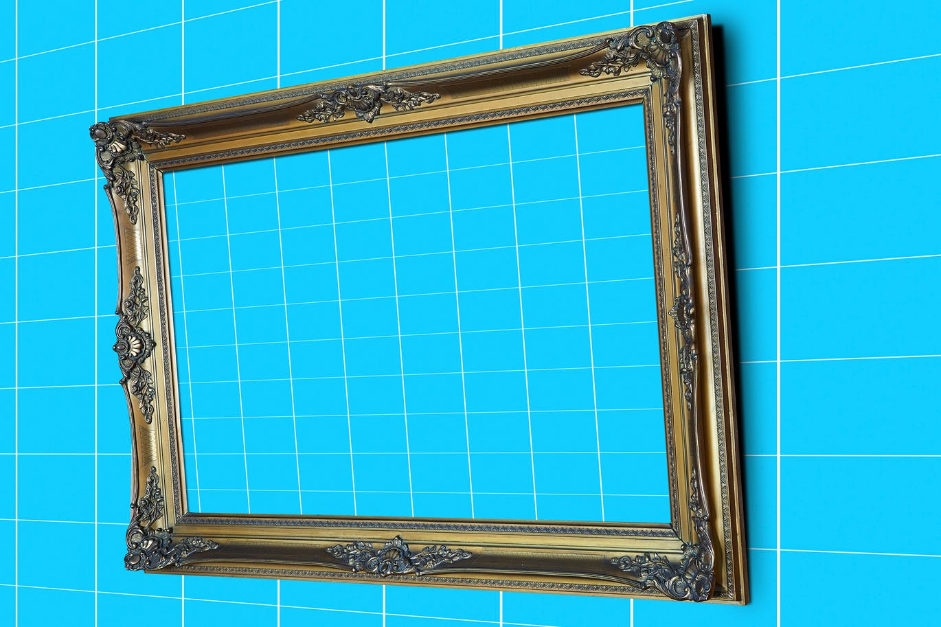 古典风格金色画框相框样机第一素材精选 Gold_Frame_Perspective_Mockup插图