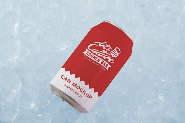 冰块背景碳酸饮料易拉罐外观设计图第一素材精选 Ice Can Mock Up插图(1)