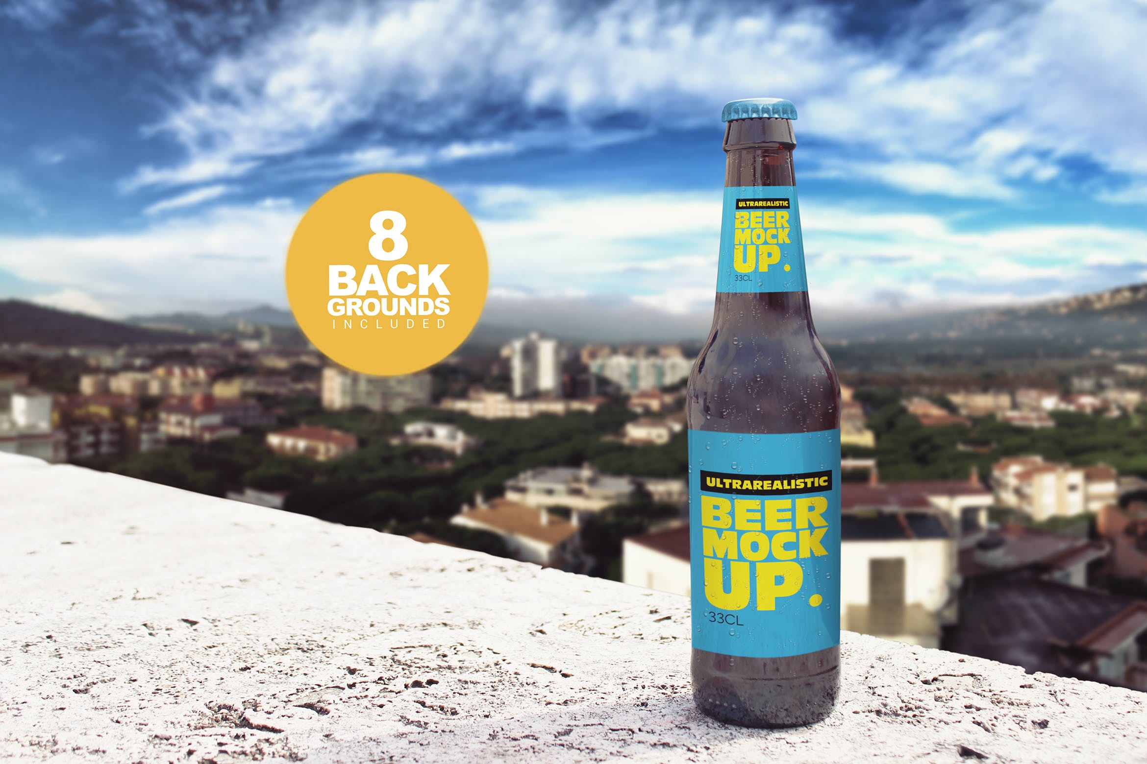 实景照片啤酒瓶外观设计蚂蚁素材精选模板 Backgrounds Beer Bottle Mockup插图