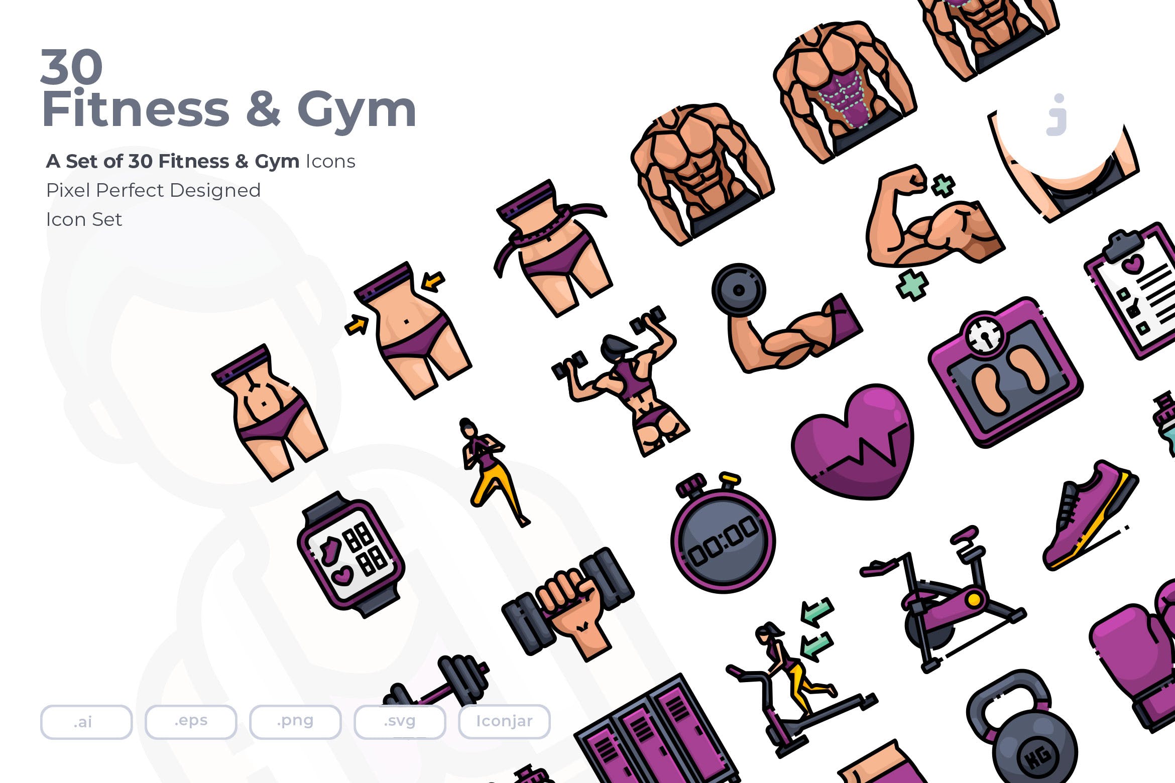 30枚健身运动主题矢量蚂蚁素材精选图标 30 Fitness & Gym Icons插图