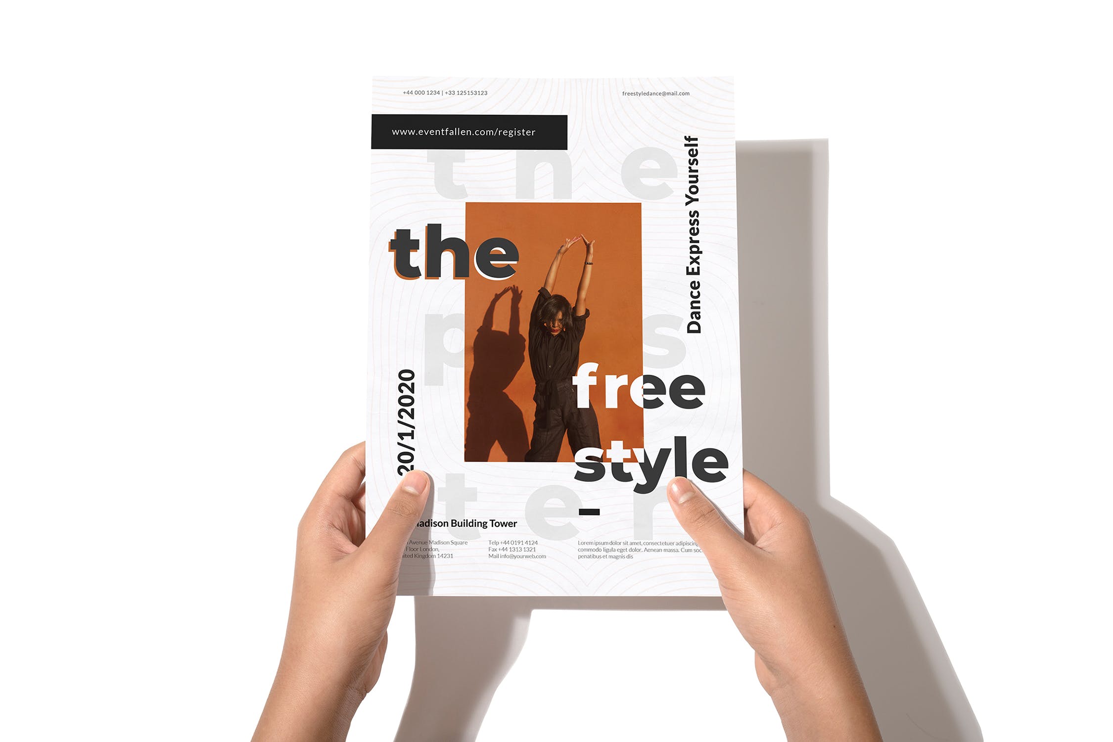 A4纸宣传单印刷效果图样机蚂蚁素材精选 A4 Flyer / Poster Hand Mockup插图(1)