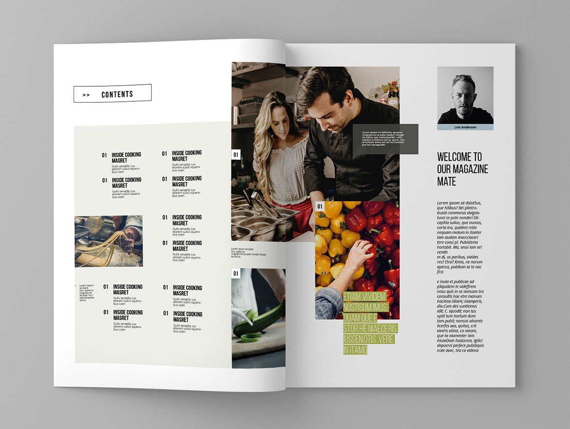 美食第一素材精选杂志排版设计模板 Kitcking – Magazine Template插图(2)