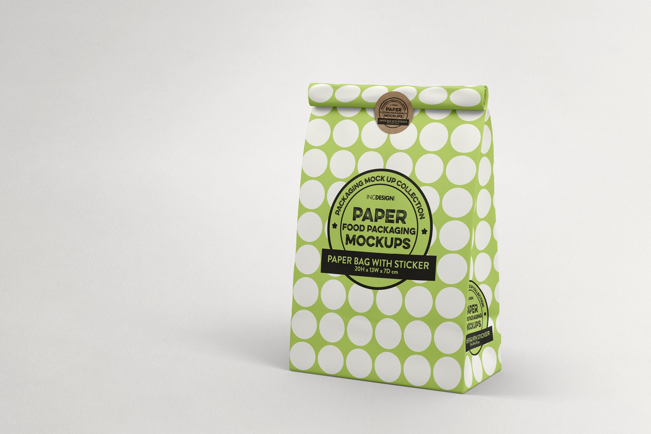 贴纸密封包装纸袋设计效果图第一素材精选 Paper Bag with sticker Seal Packaging Mockup插图(2)