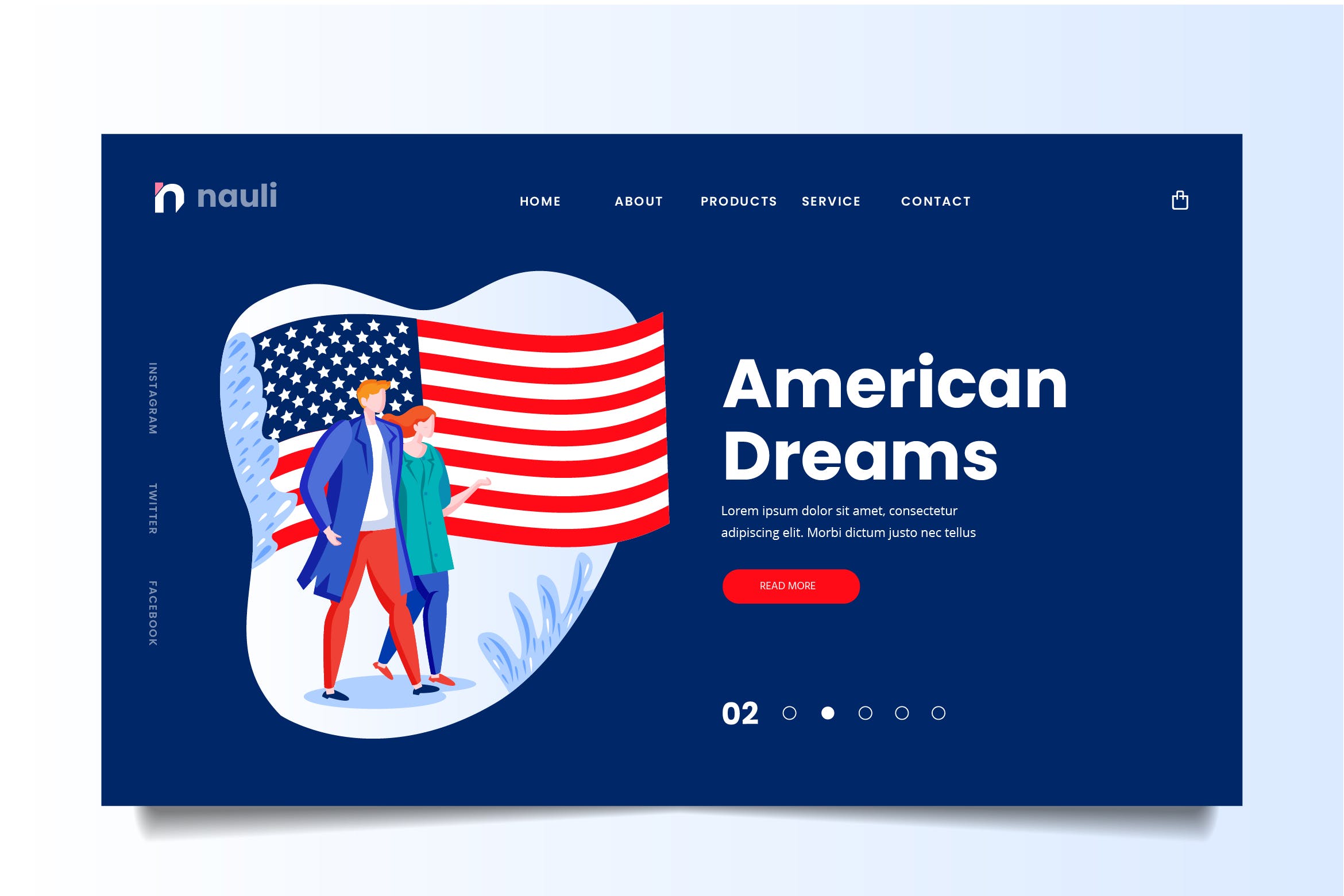 美国梦主题网站设计矢量插画素材 American Dreams Web Header PSD and AI Vector插图