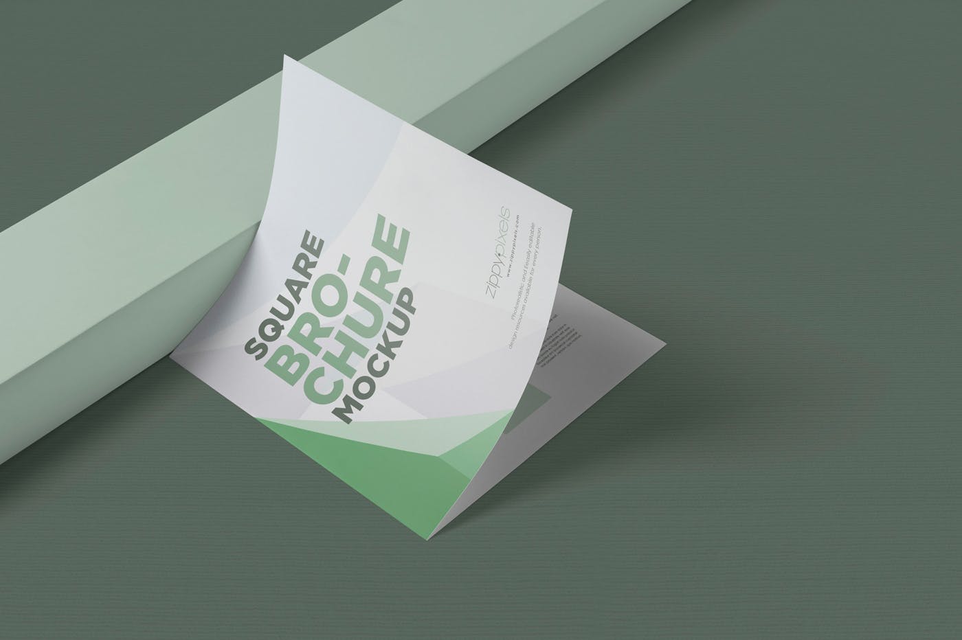 方形对折页宣传手册设计效果图样机蚂蚁素材精选 Square Bifold Brochure Mockups插图(3)