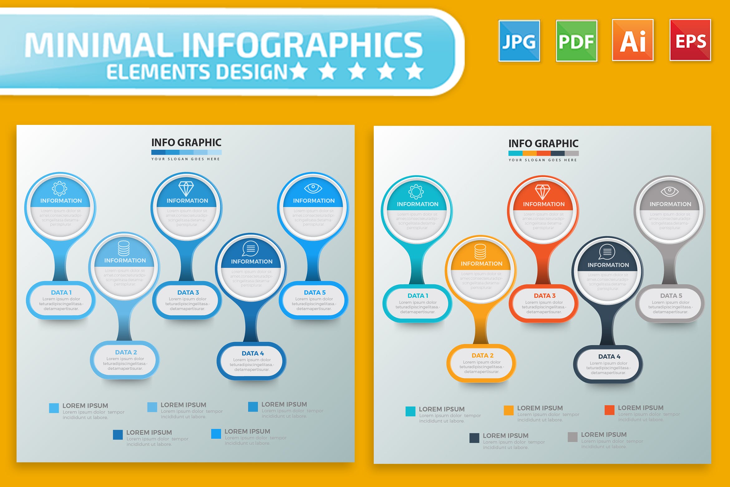 要点说明/重要特征信息图表矢量图形大洋岛精选素材v2 Infographic Elements Design插图