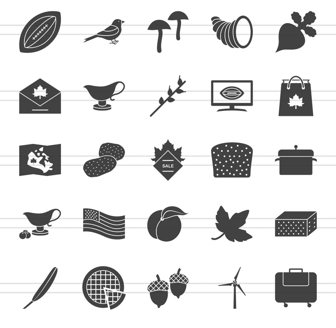 50枚感恩节主题矢量字体第一素材精选图标 50 Thanksgiving Glyph Icons插图(2)
