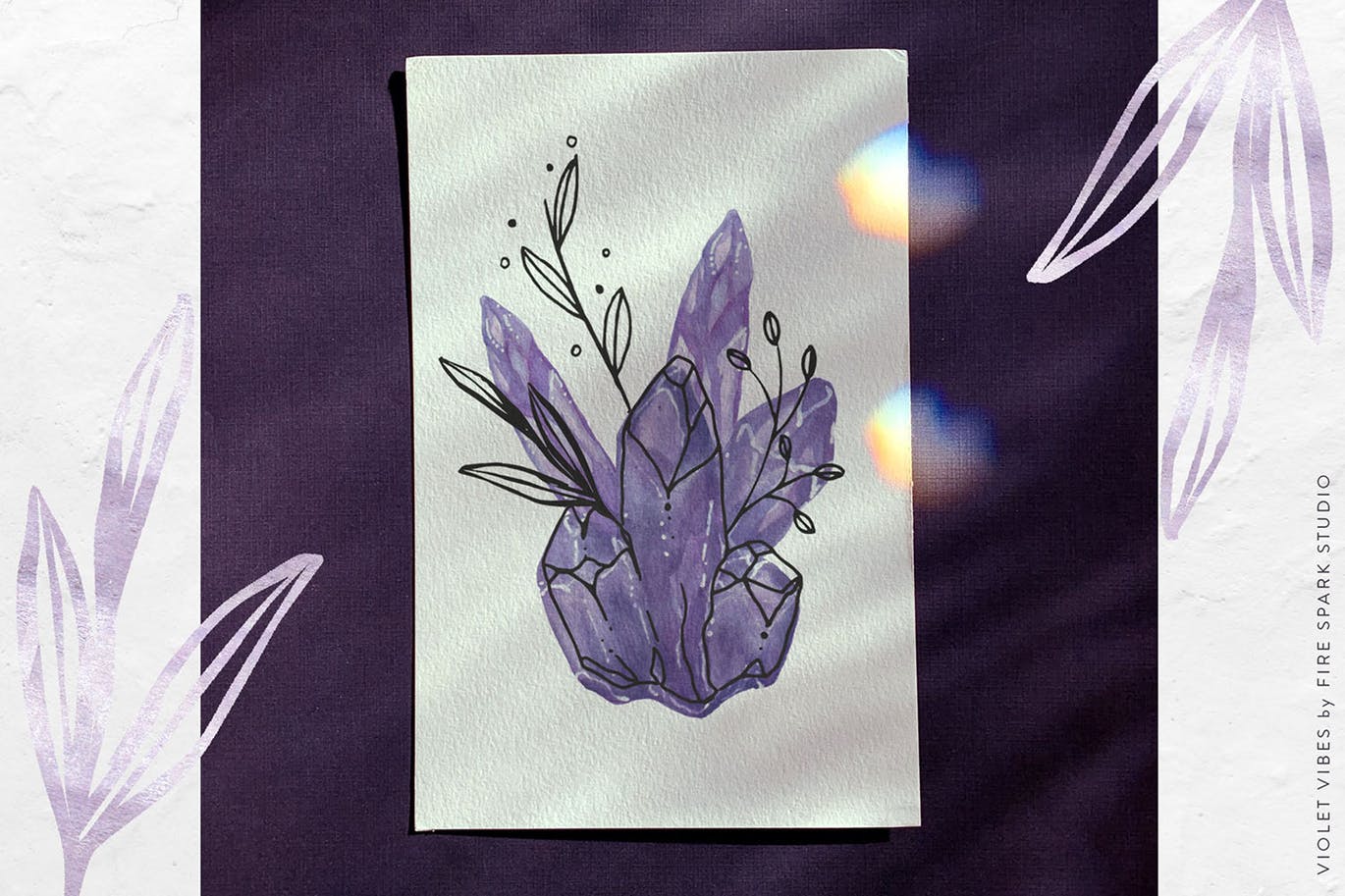 紫罗兰色时尚水彩手绘设计套件 Violet Vibes Graphic Art Kit插图(8)