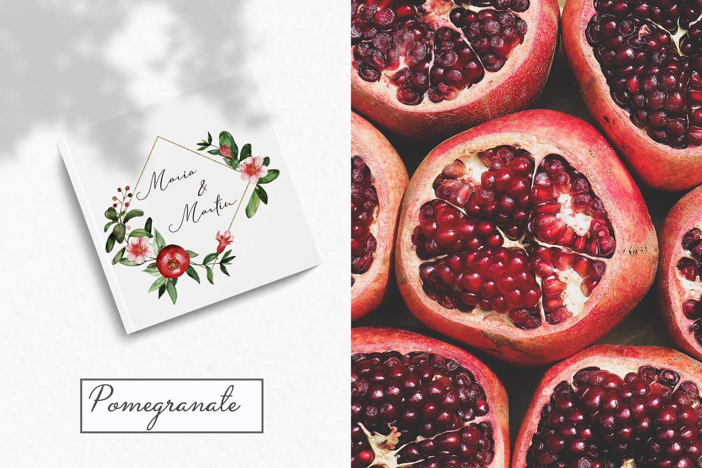 水彩石榴剪贴画/花框/花环第一素材精选设计素材 Watercolor pomegranate. Clipart, frames, wreaths插图(9)