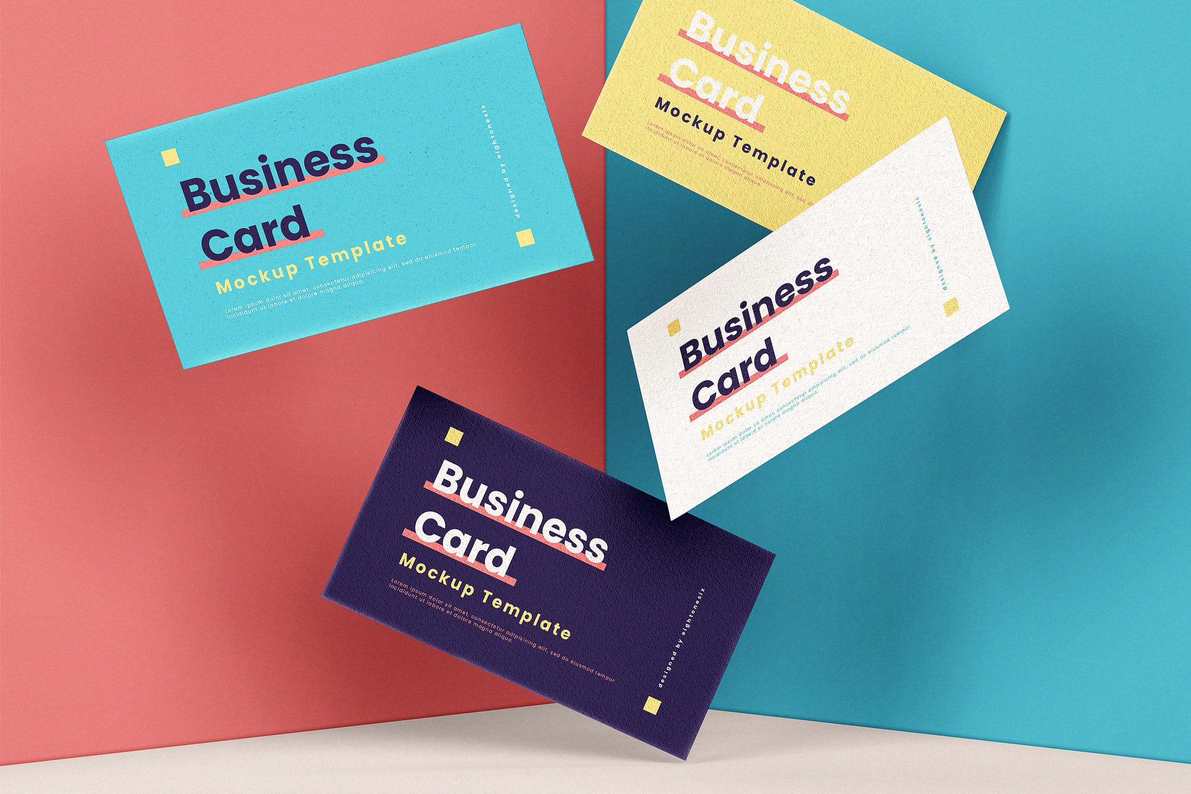 企业名片悬浮效果图蚂蚁素材精选模板 Business Card Mock-Up Template插图